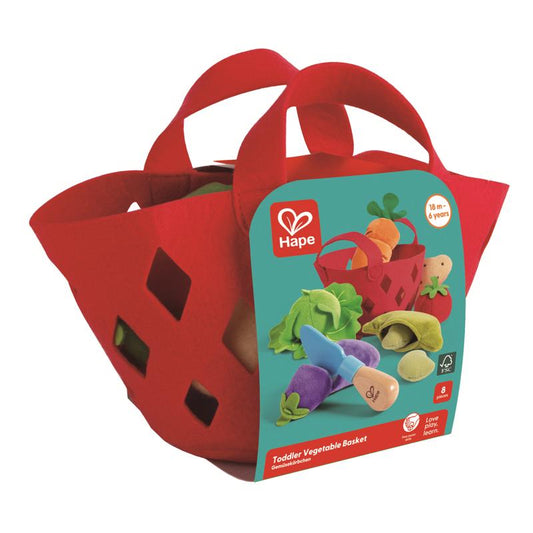 Hape Soft Toy Vegetable Basket Red 8 pc