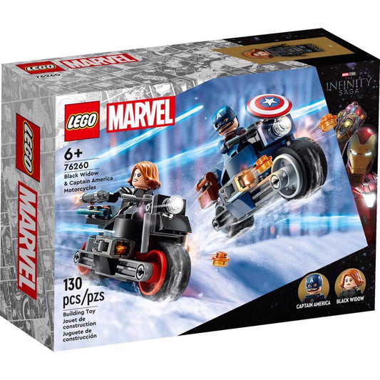 LEGO Super Heroes Marvel Black Widow & Captain America Motorcycles Building Set Multicolored 130 pc