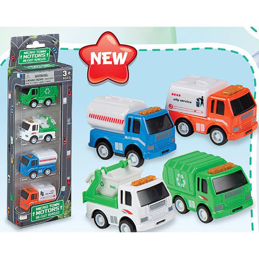 Playmaker Toys Die-Cast Car Pack City Trucks 4 pc