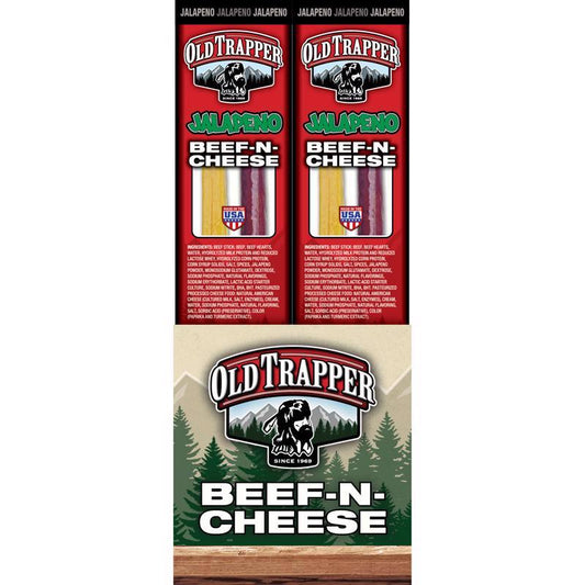 Old Trapper Jalapeno Beef Stick and Cheese 1.3 oz Shrink Wrapped