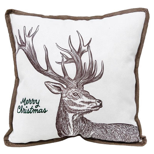 Celebrations Home Merry Christmas Deer Pillow 16 in.