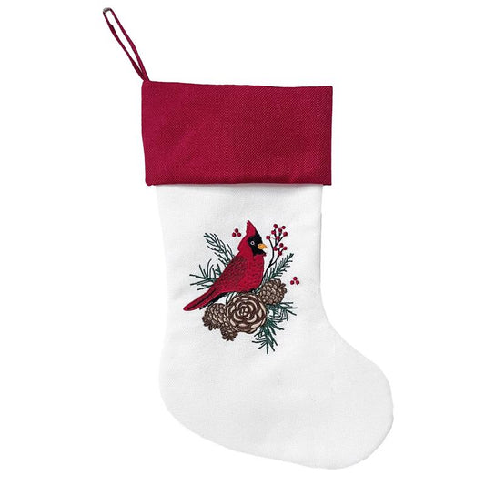 Celebrations Home Red/White Cardinal Christmas Stocking 18 in.