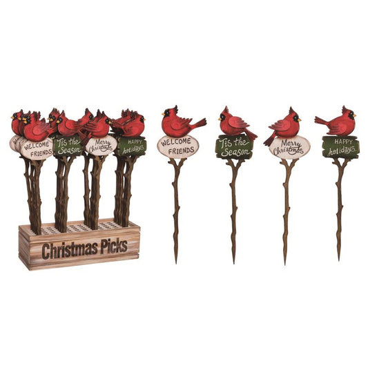 Transpac Multicolored Cardinal Plant Stake 13 in.