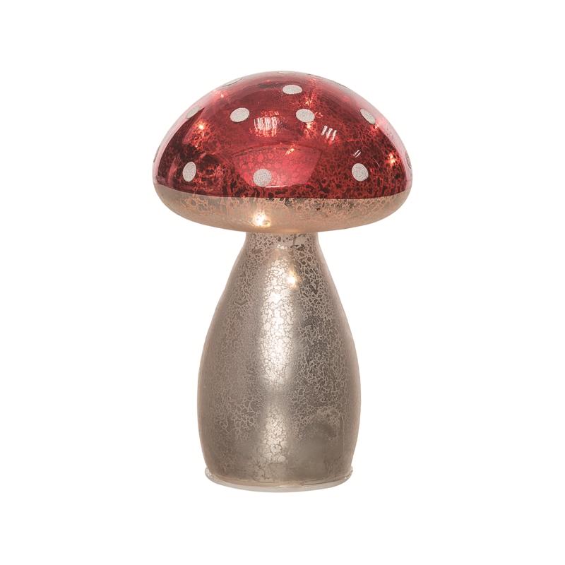 Transpac Red/Silver Mushroom Table Decor 8 in.