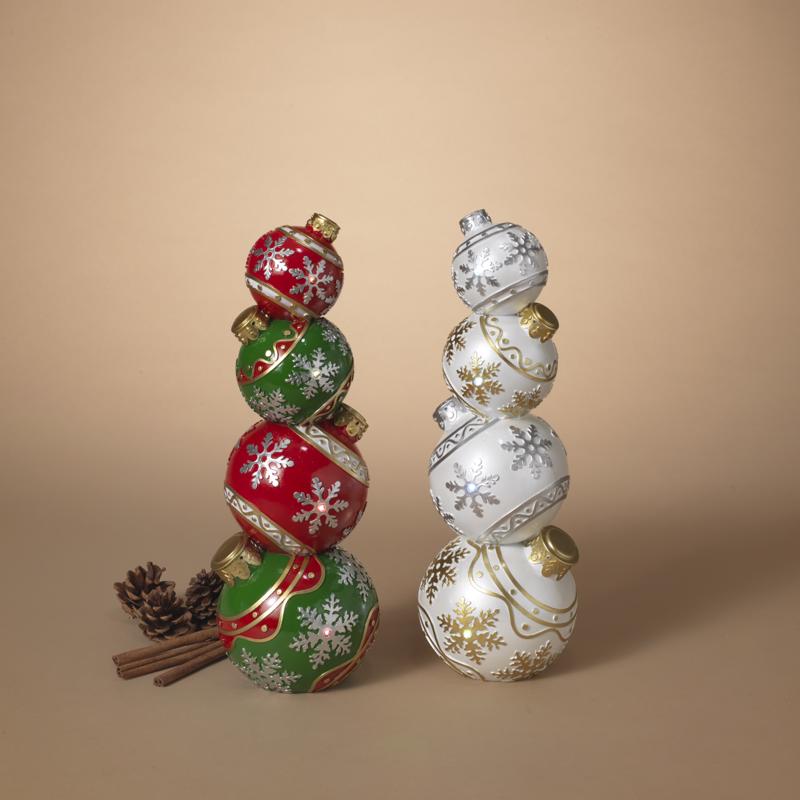 Gerson Assorted Lighted Stacking Christmas Ornaments 16 in.