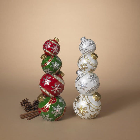Gerson Assorted Lighted Stacking Christmas Ornaments 16 in.