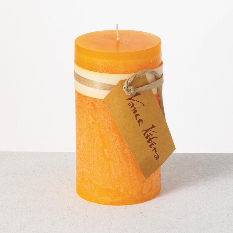 Sullivans Vance Kitira Pumpkin/Orange Unscented Scent Timber Taper Pillar Candle