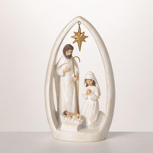 Sullivans White Holy Family Nativity Scene Figurine 9 in.