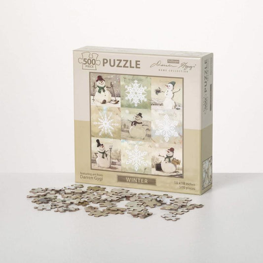 Sullivans Darren Gygi Winter Snowman/Snowflake Puzzle Mult-colored 500 pc