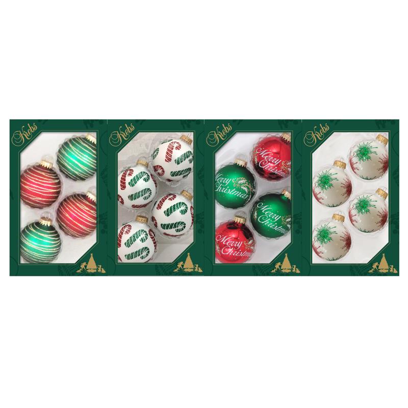 Christmas by Krebs Green/Red/White Ball Ornaments