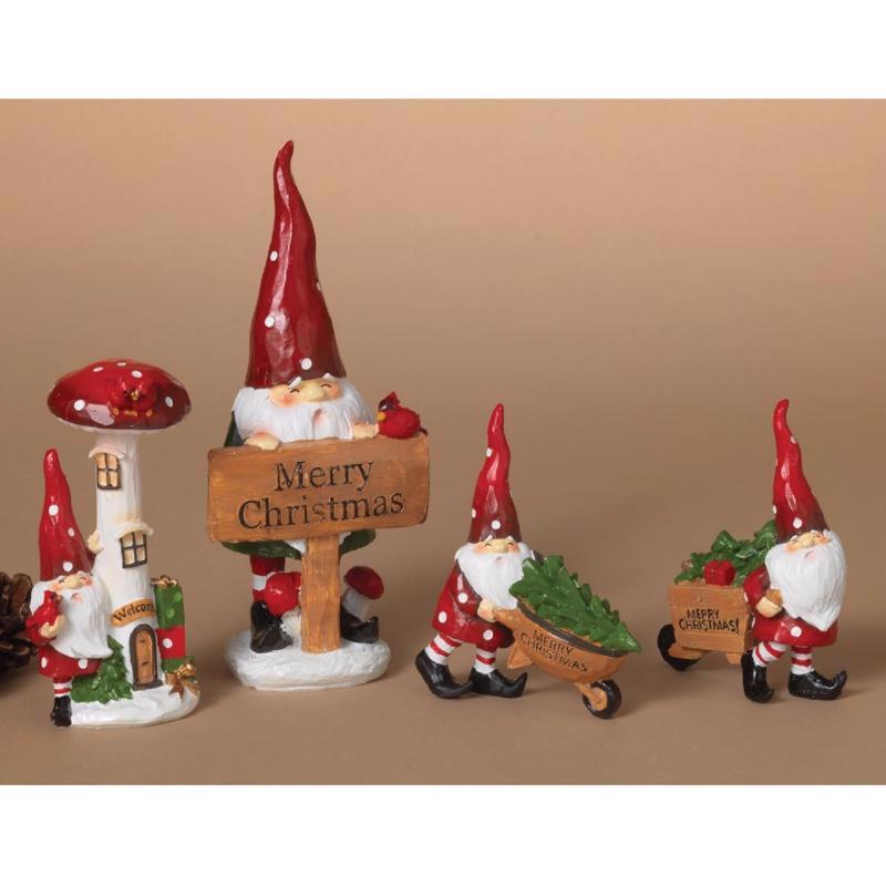 Gerson Multicolor Mushroom Gnome Figurine 7 in.