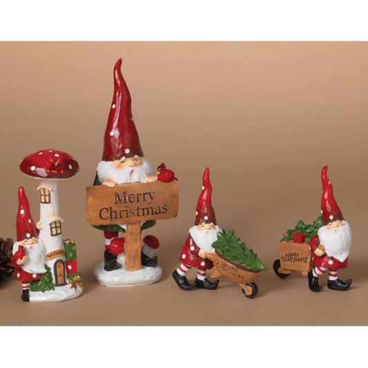 Gerson Multicolor Mushroom Gnome Figurine 7 in.