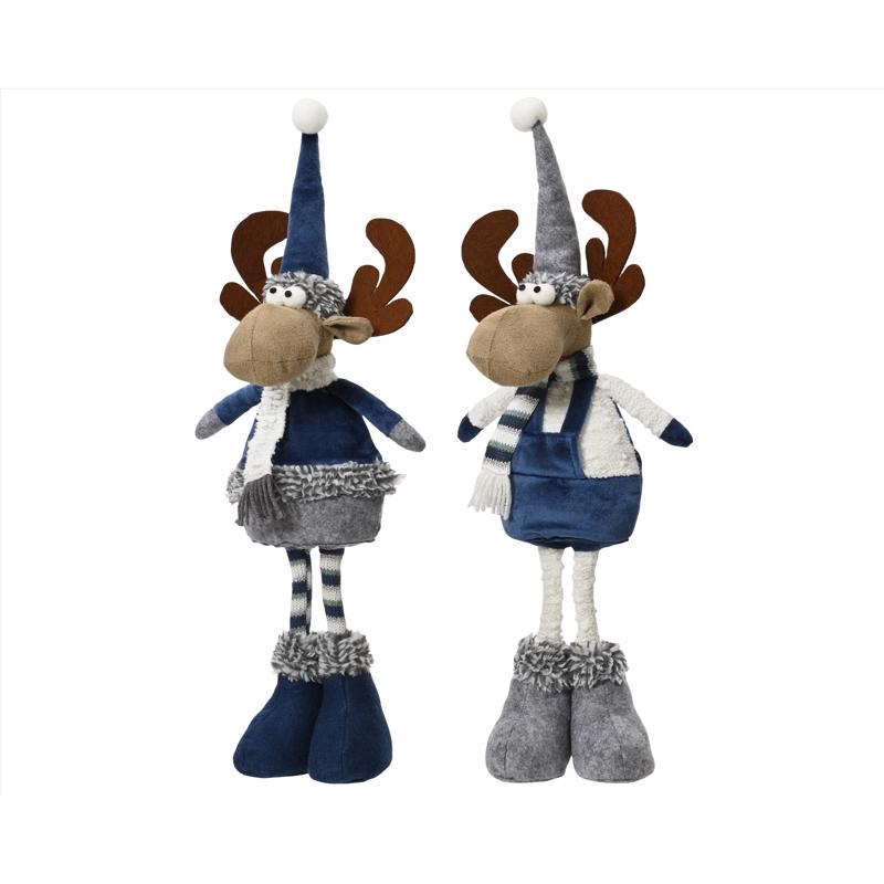 Decoris Blue/ White Plush Deer 19.69 in.