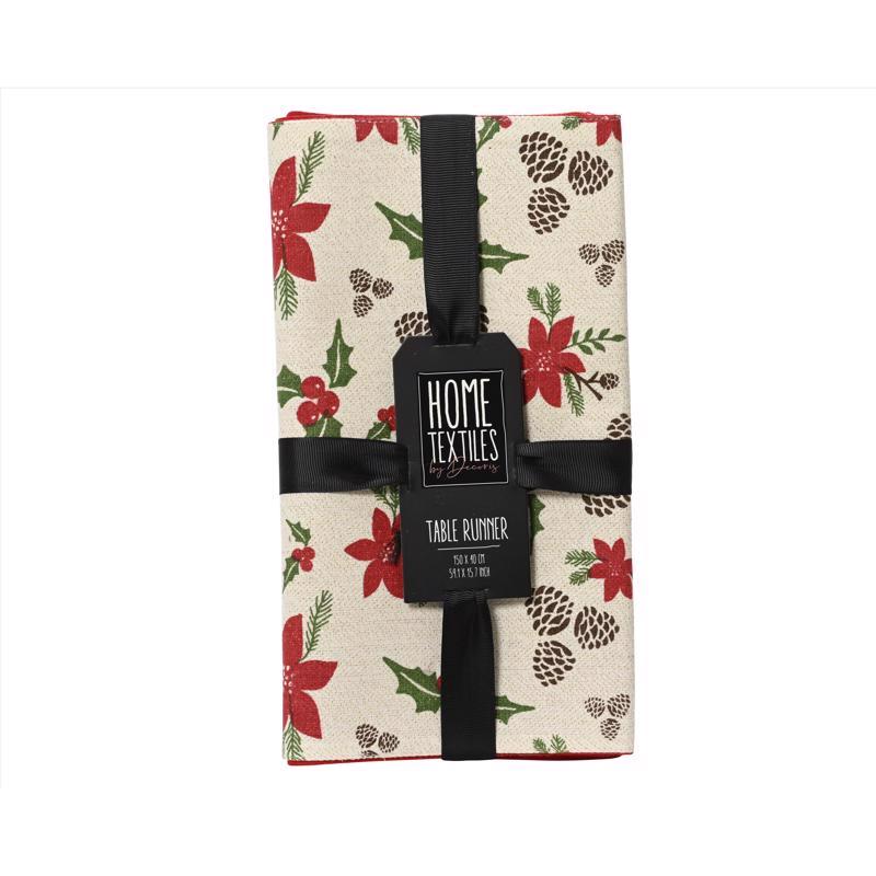 Decoris Home Textiles Multicolor Poinsettia Runner Table Decor