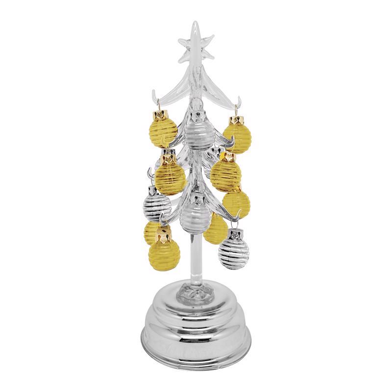 Lin-Con Marketing Omega Bright Designs LED Silver and Gold Ornament Tree Christmas Tree 9 in.