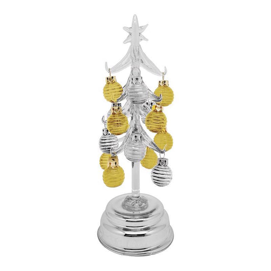 Lin-Con Marketing Omega Bright Designs LED Silver and Gold Ornament Tree Christmas Tree 9 in.