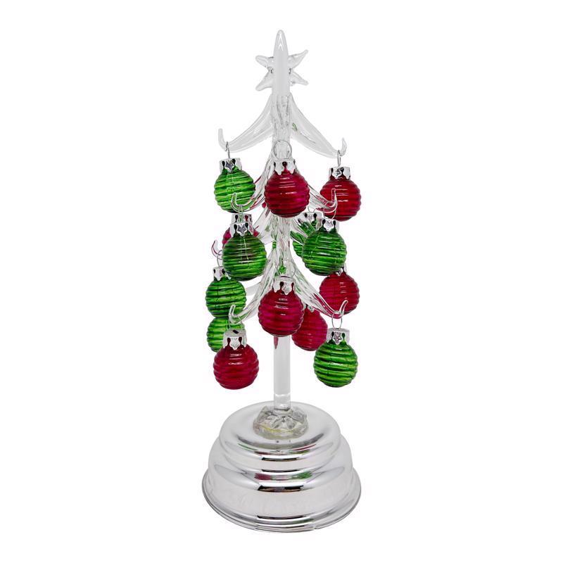 Lin-Con Marketing Omega Bright Designs LED Red and Green Ornament Tree Christmas Tree 9 in.