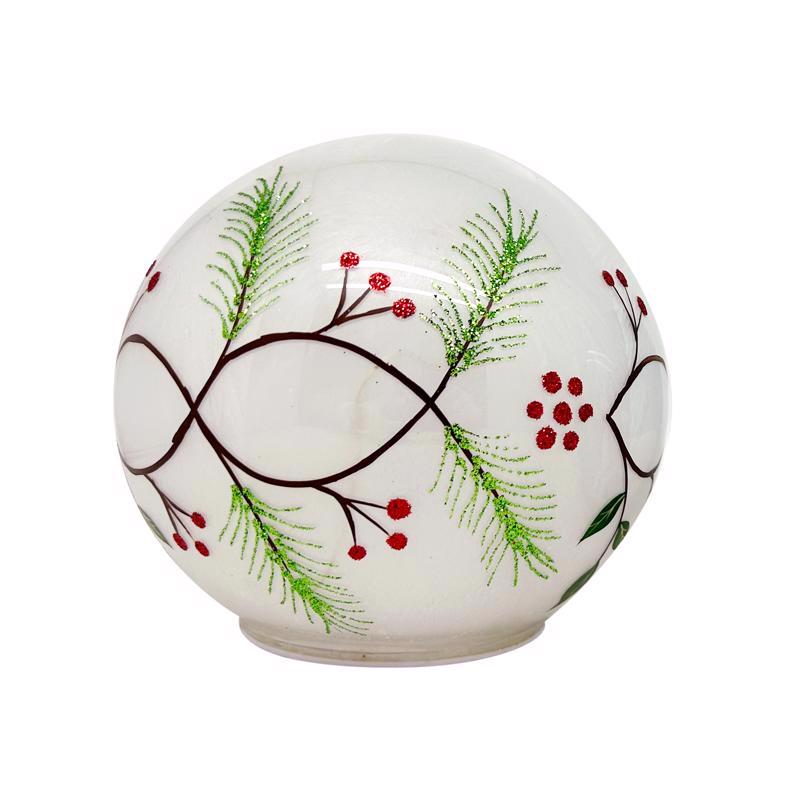 Lin-Con Marketing Omega Bright Designs LED White Greenery Sphere Table Decor 6 in.