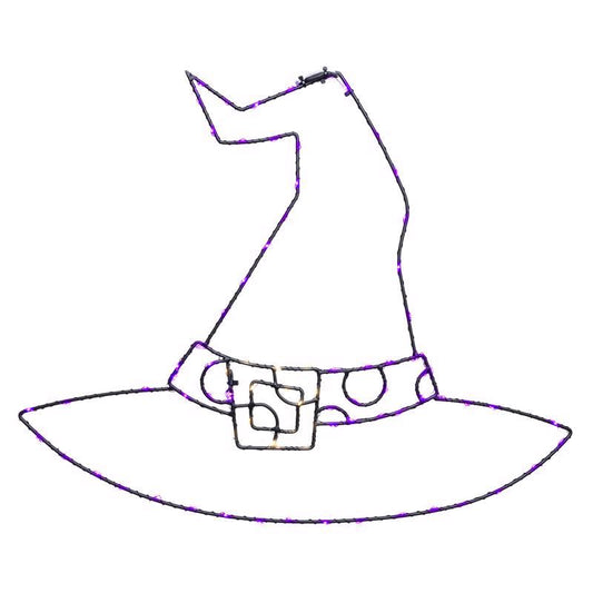 Celebrations Purple 84 ct 18.2 in. LED Prelit Illuminated Witch Hat Halloween Decor