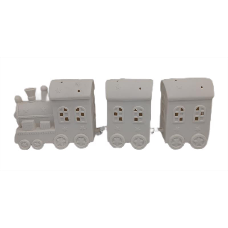 Four Seasons Ceramic Train with LED Light Table Decor