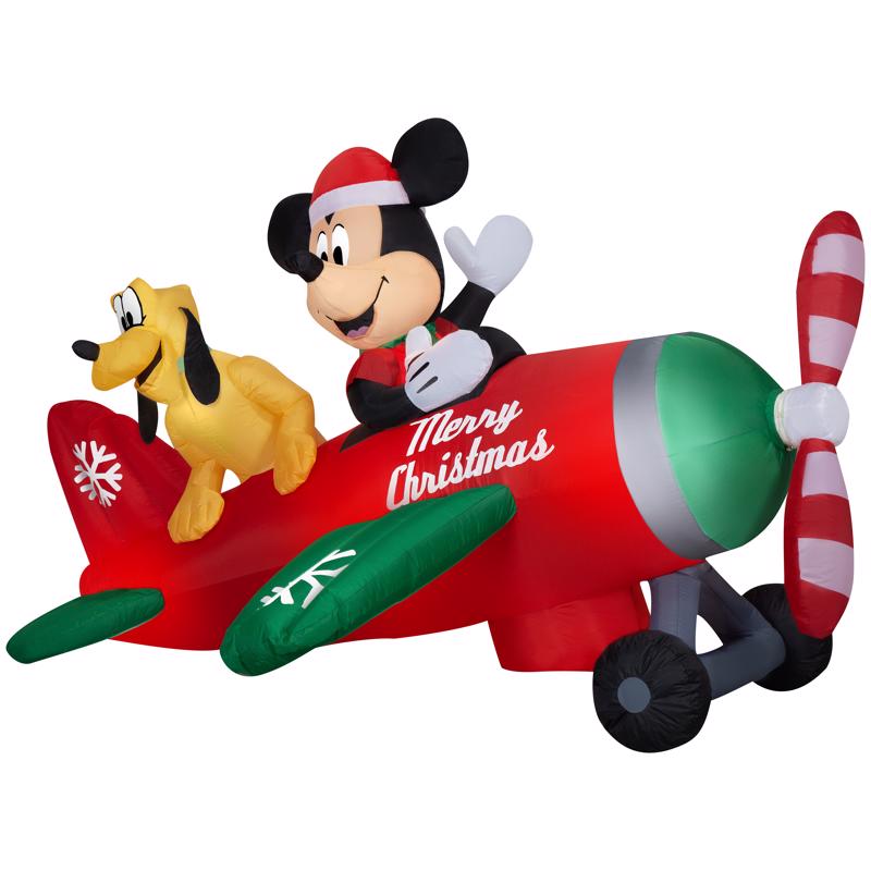 Gemmy Airblown Animated Christmas Inflatable Mickey Mouse and Pluto in Airplane 54 in. Inflatable