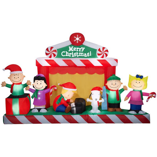 Gemmy Airblown Giant Christmas Inflatable Peanuts Gang Christmas Stage Scene 86 in. Inflatable