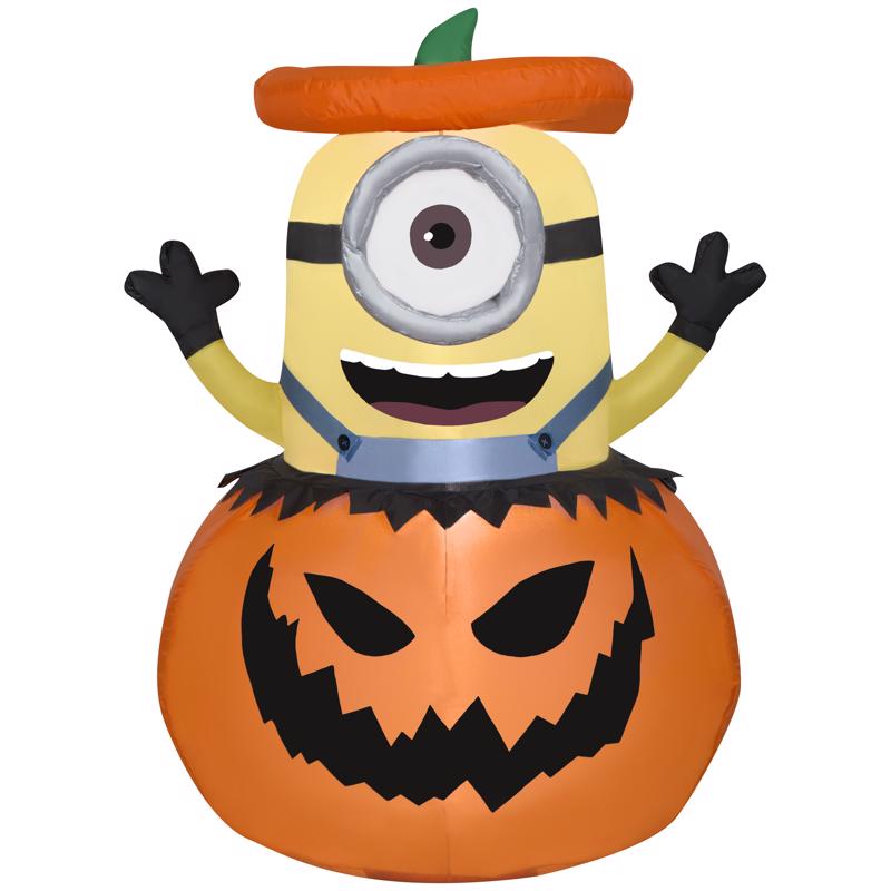 Gemmy 3.5 ft. Prelit Minion Stuart in Jack-O'-Lantern Inflatable