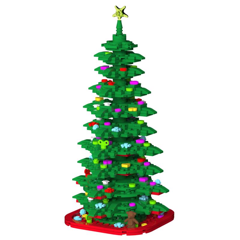 NovaBrix Christmas Tree Block Set Green/Red 609 pc