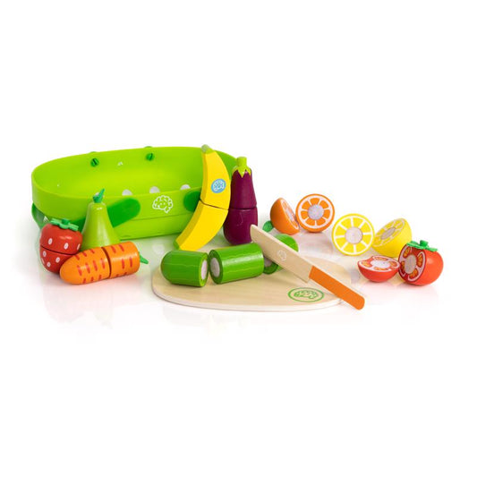 Fat Brain Toy Pretendables Fruit & Veggie Basket Set Multicolored 11 pc