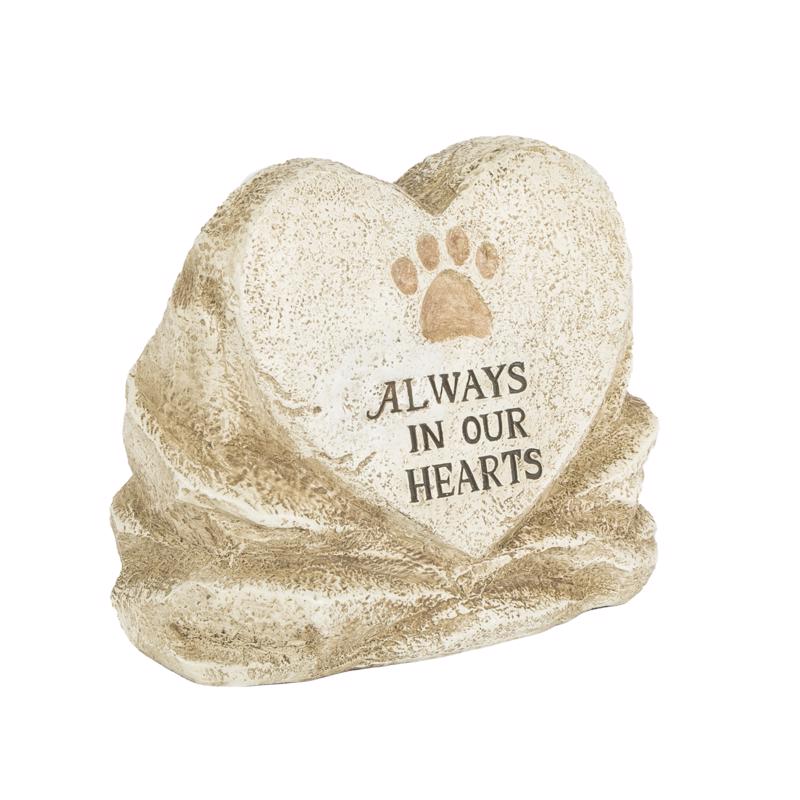 Gerson Always in Our Hearts Paw Print Memorial Stone Porch Decor 1 each