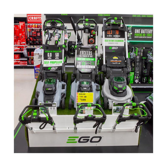 41 in. H X 77 in. W X 54 in. D Black Metal Elevate EGO Mower Stand Display