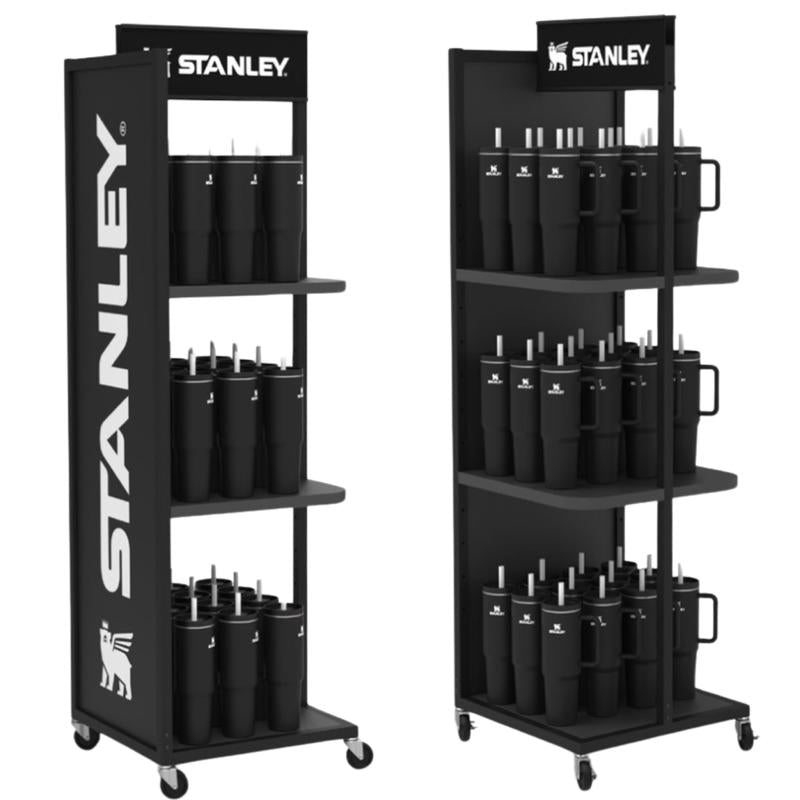 58 in. H X 19 in. W X 19 in. D Black Metal Stanley Branded Cups and Lids Display