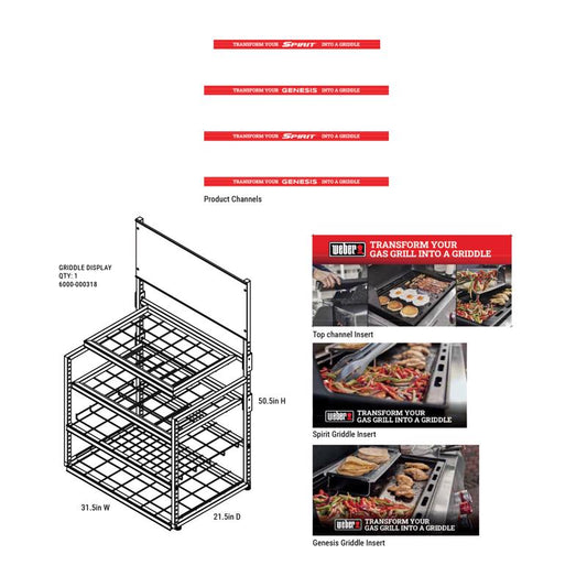 51 in. H X 32 in. W X 22 in. D Black Metal Elevate Weber Griddle Display Display