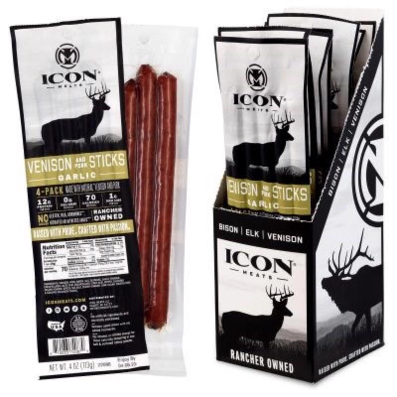ICON Meats Venison & Pork Garlic Sticks 4 oz Pouch