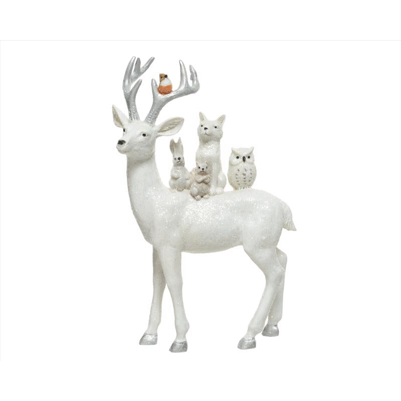 Decoris White Deer  Table Decor 10 in.