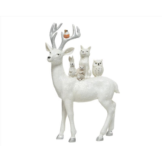 Decoris White Deer  Table Decor 10 in.