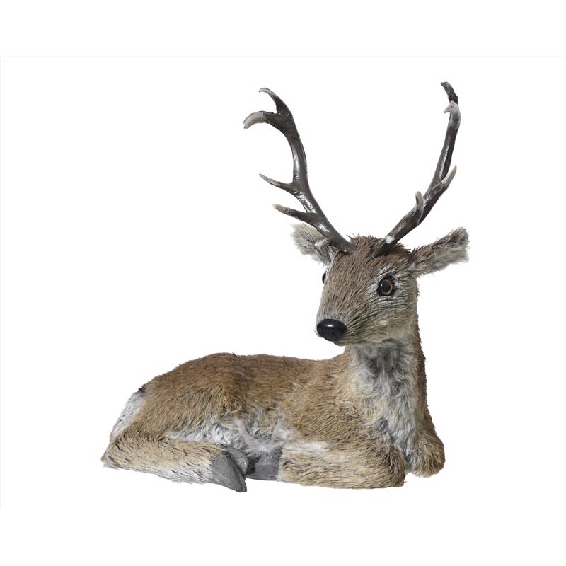 Decoris Brown Artificial Fur Deer Table Decor 10 in.