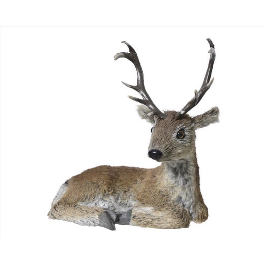 Decoris Brown Artificial Fur Deer Table Decor 10 in.