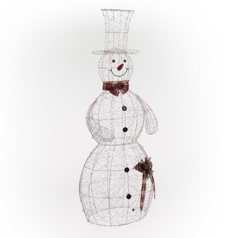 Alpine LED Gold Gold Wire Snowman 71 in. Yard Decor