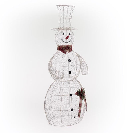 Alpine LED Gold Gold Wire Snowman 71 in. Yard Decor