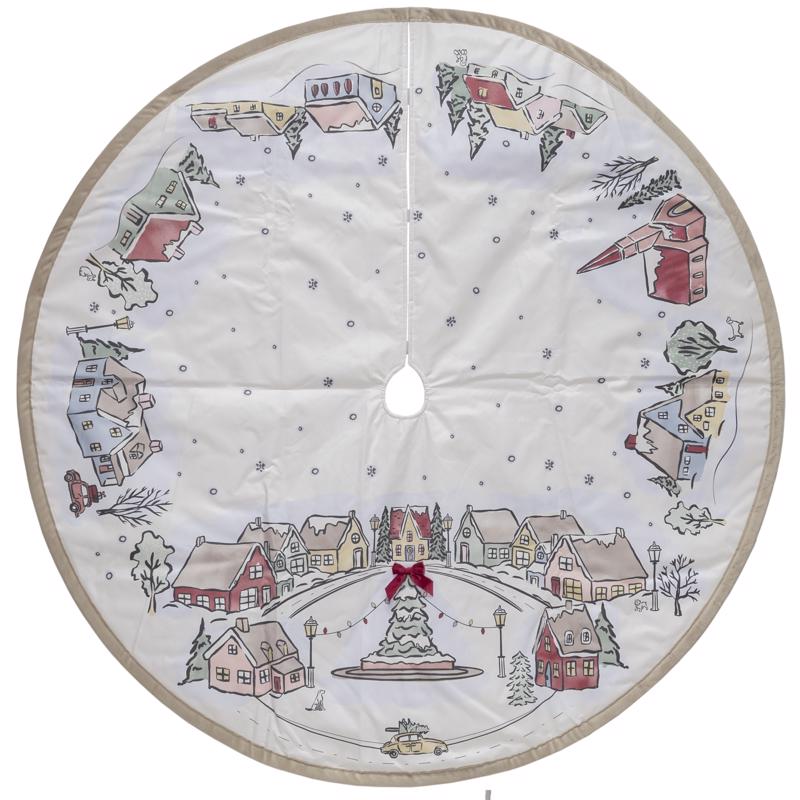 Dyno White/Warm Gray Tree Village Tree Skirt