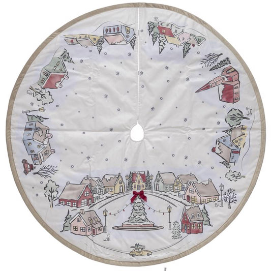 Dyno White/Warm Gray Tree Village Tree Skirt