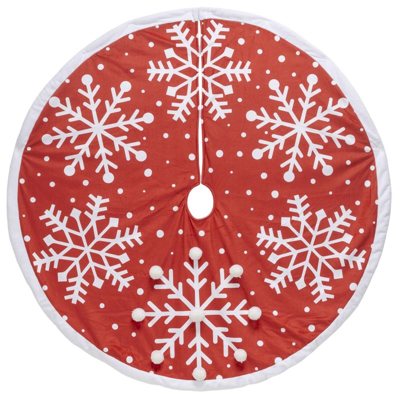 Dyno Red/White Large Snowflake Printed Tree Skirt