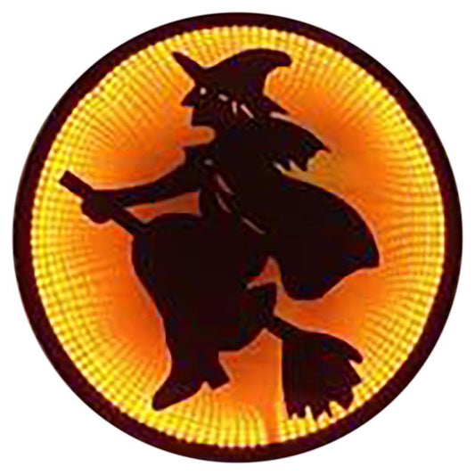 Celebrations Orange 63 ct 13.75 in. LED Prelit Witch on Broom Window Decor