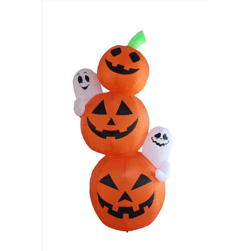 A Holiday Company 14 ft. LED Prelit Pumpkin Stack w/Ghosts Inflatable