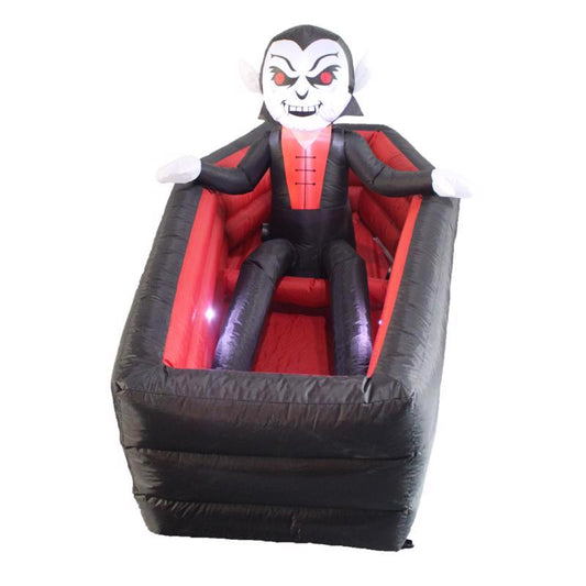 A Holiday Company 6 ft. LED Animated Rising Vampire in Coffin Inflatable
