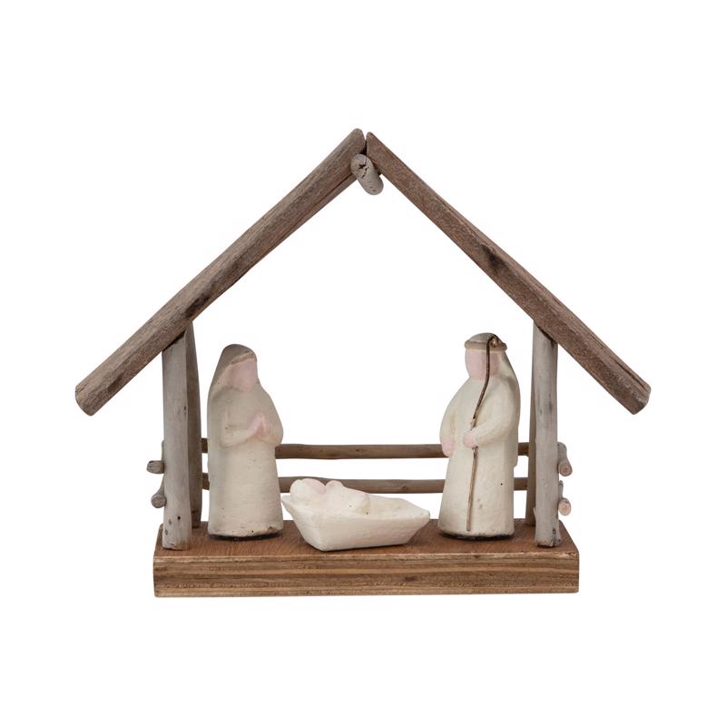 Creative Co-Op Multicolored Mache Nativity Table Decor 7 in.