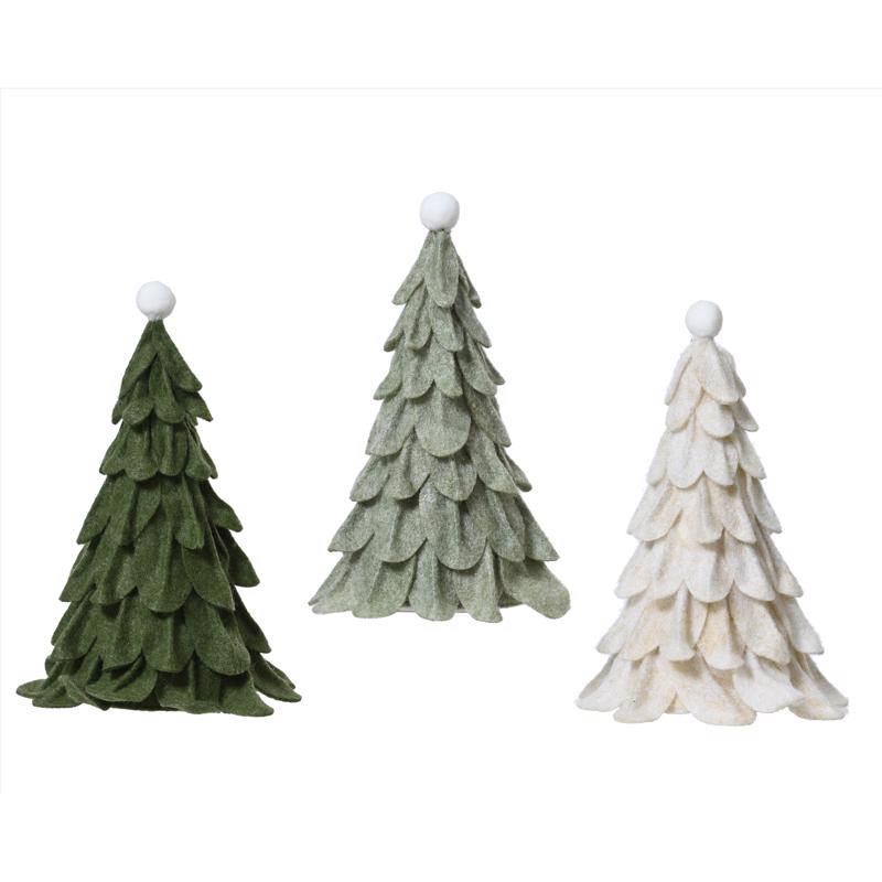 Decoris Green/White Felt Tree Table Decor 10 in.