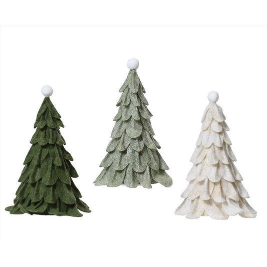 Decoris Green/White Felt Tree Table Decor 10 in.