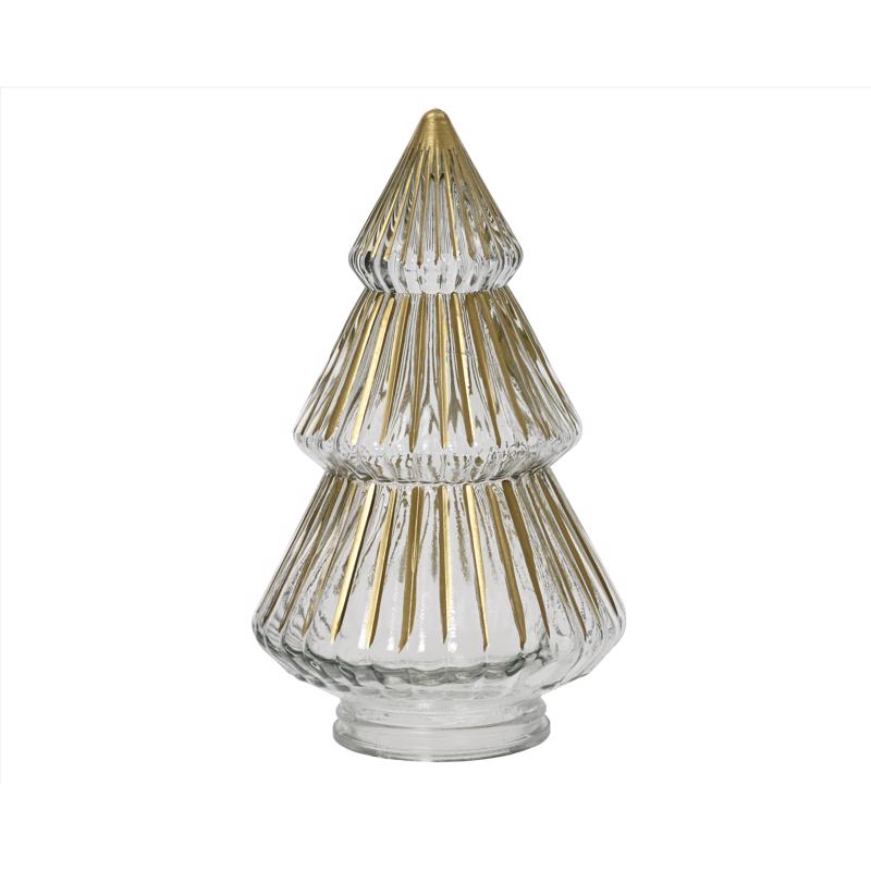 Decoris White/Gold Glass Tree Table Decor 9 in.